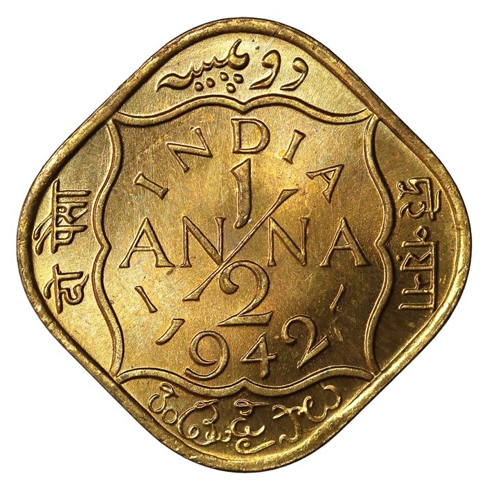 British India, George VI, 1/2 Anna