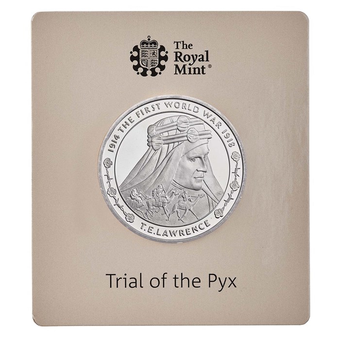 Trial of the Pyx - First World War Centenary 2018 UK TE Lawrence £5 Silver Proof Coin