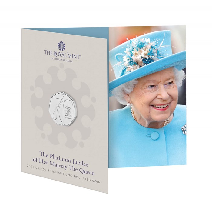 The Platinum Jubilee of Her Majesty The Queen 2022 UK 50p Brilliant Uncirculated Coin