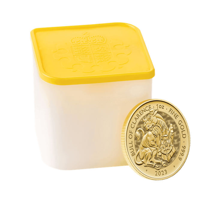 The Royal Tudor Beasts 2023 Bull of Clarence 1oz Gold Ten Coin Tube